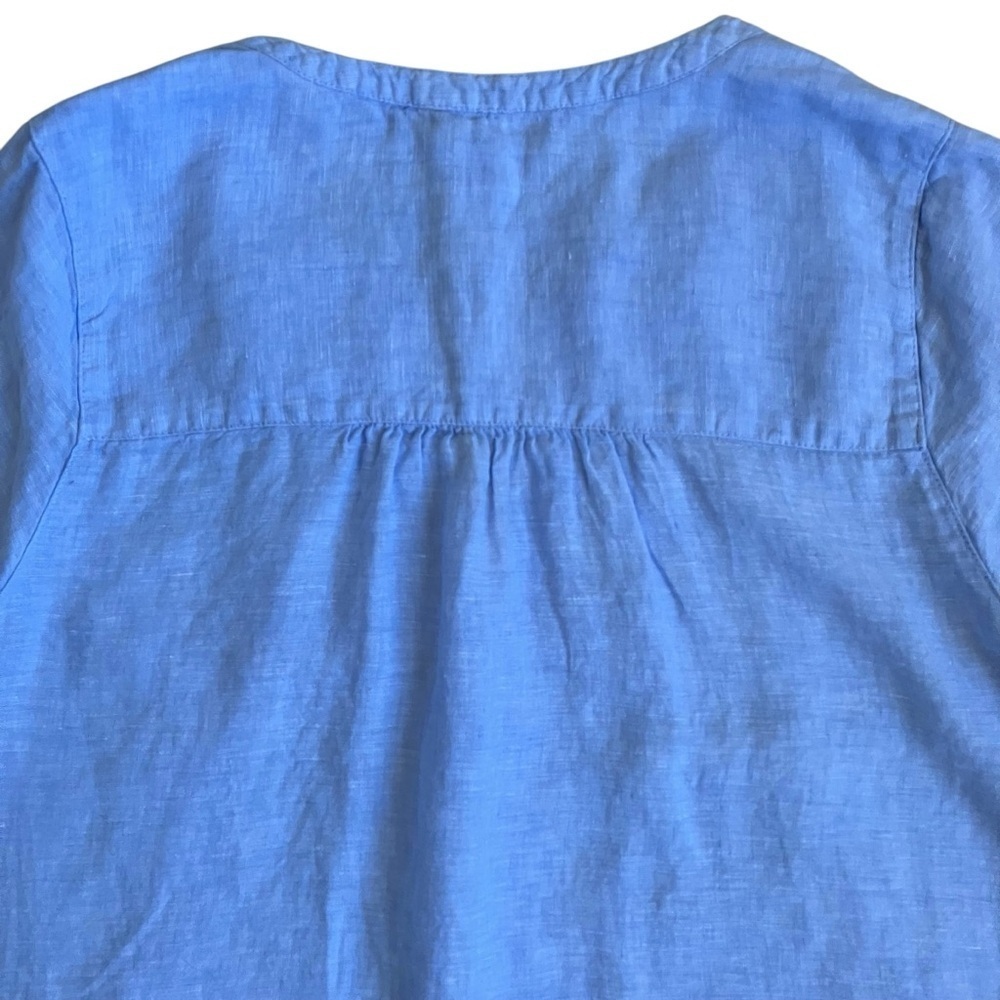 Sigrid Olsen Sky Blue Linen Button Up Pocketed Tunic Shirt Lagenlook Resort XXL - Picture 7 of 16